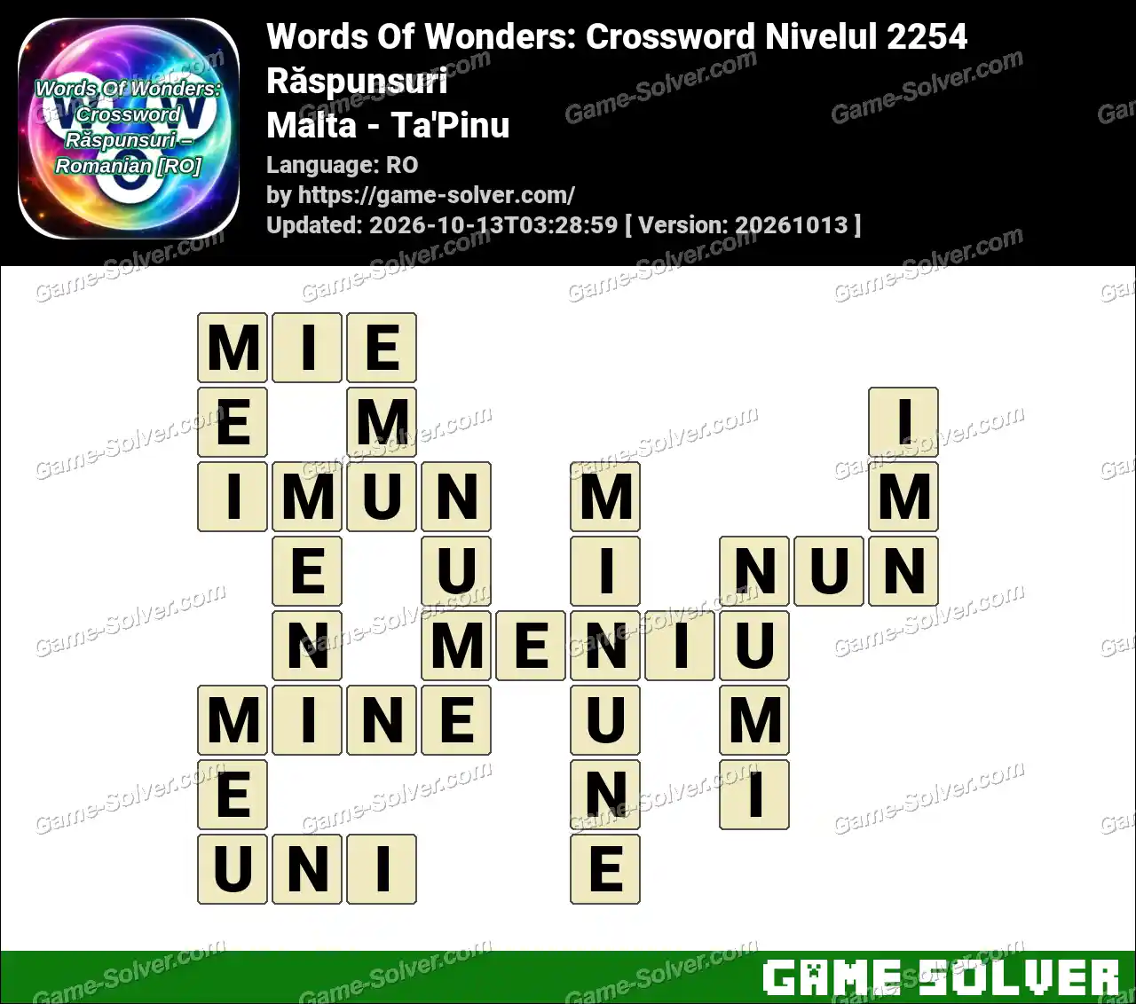 Words Of Wonders: Crossword Nivelul 2254 Răspunsuri – Malta – Ta’Pinu